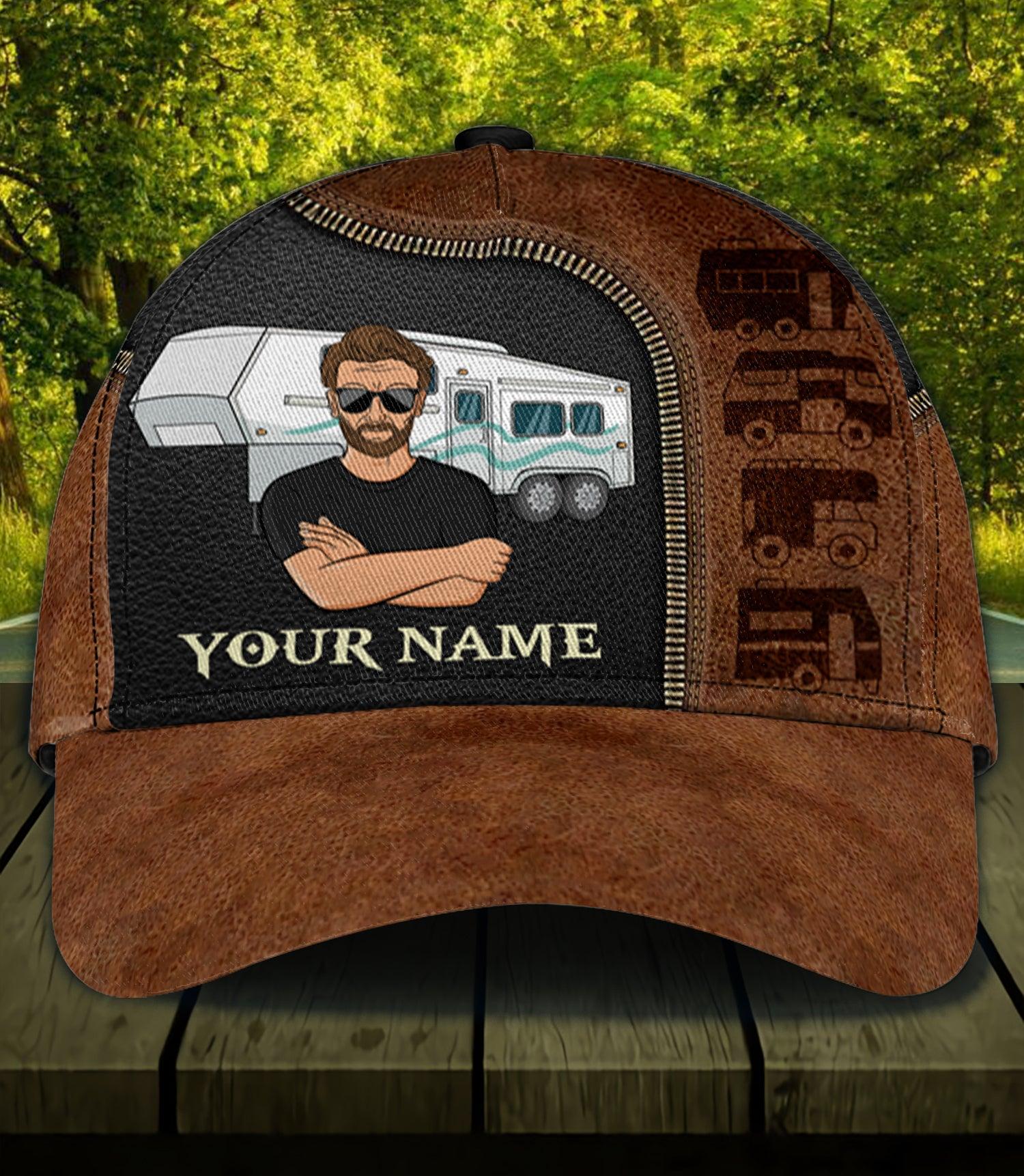 Camping Personalized Classic Cap, Personalized Gift for Camping Lovers Trucker Hats Custom Hats Gifts For Men & Women