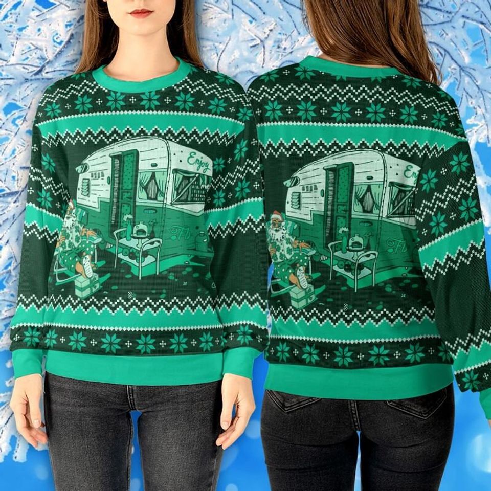 Camping Santa Sweatshirt, Santa Christmas Sweatshirt 3D - Image 4