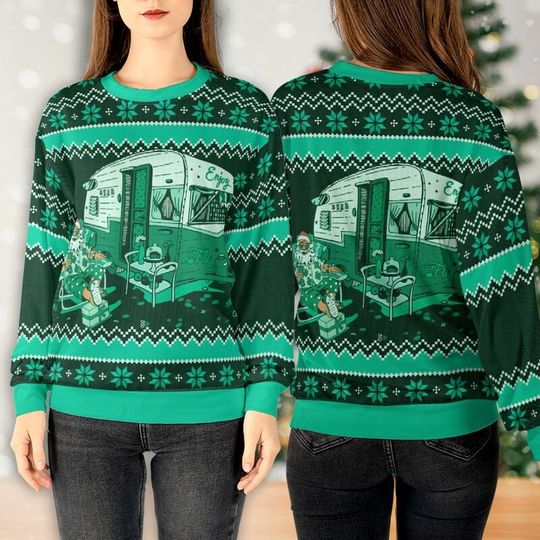 Camping Santa Sweatshirt, Santa Christmas Sweatshirt 3D - Image 10