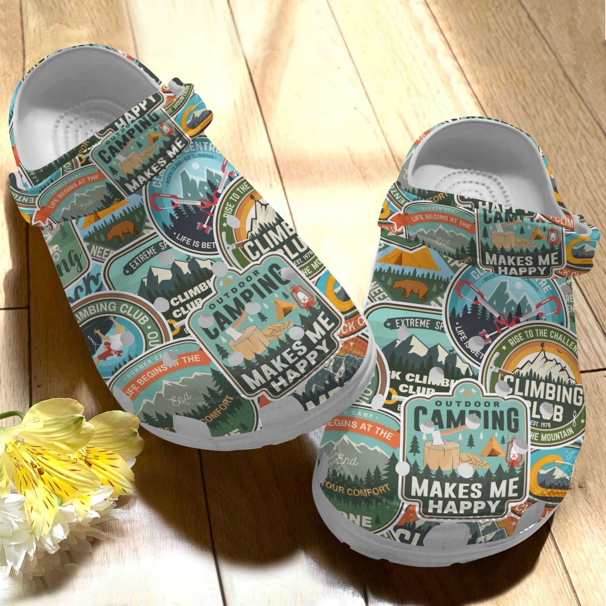 Camping Tag Outdoor Shoes - Outdoor Camping Makes Me Happy clog Birthday Gift