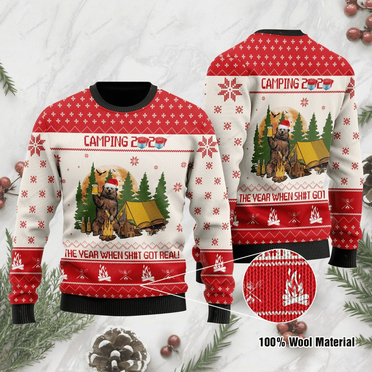 Camping Ugly Christmas Sweater Adult 3D Funny Matching for family