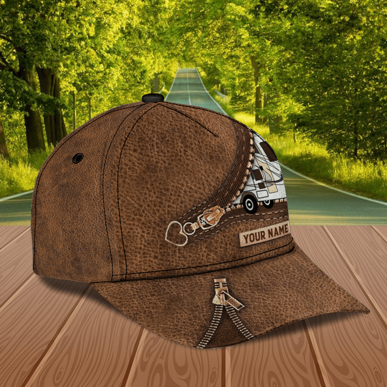 Camping With Zipper Closure Camping Personalized Classic Cap, Personalized Gift for Camping Lovers Trucker Hats Custom Hats Gifts For Men & Women