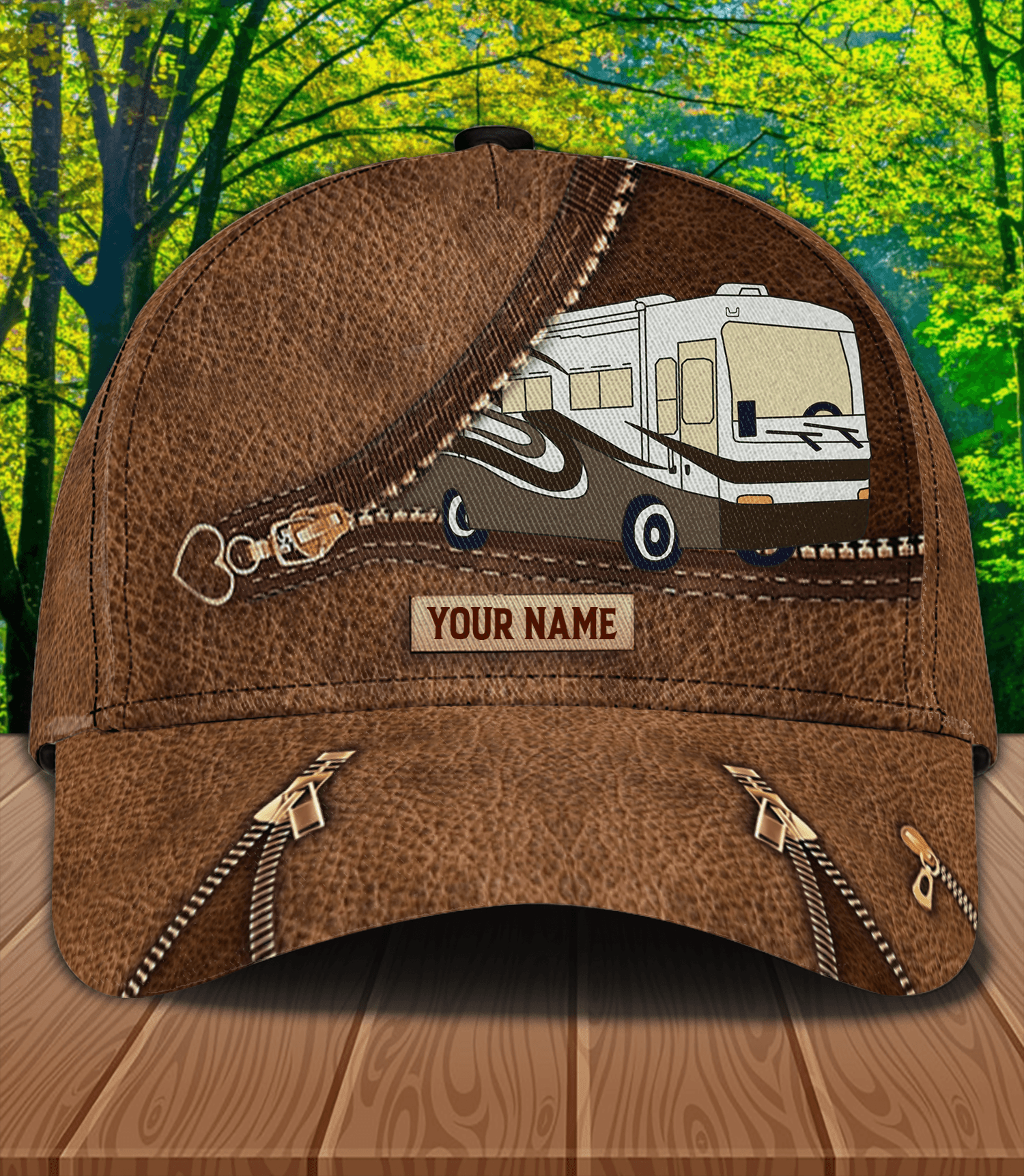 Camping With Zipper Closure Camping Personalized Classic Cap, Personalized Gift for Camping Lovers Trucker Hats Custom Hats Gifts For Men & Women