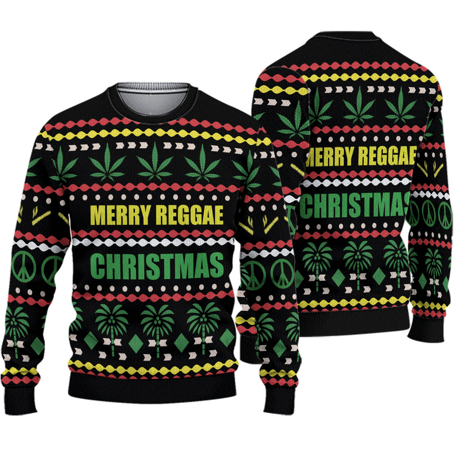 Canabis Merry Reggae 3D Christmas Sweater, funny ugly christmas sweater