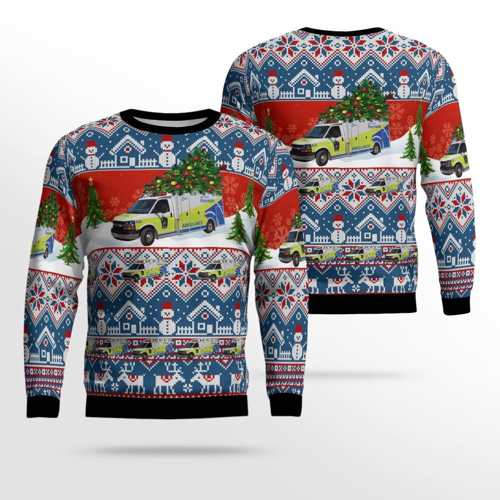 Canada Grey County Paramedics Christmas AOP Ugly Sweater Xmas Unisex Sweater Christmas Gifts For Men Women