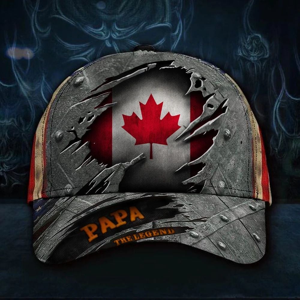 Canada Papa The Legend 3D Hat Vintage USA Flag Cap Good Fathers Day Gifts 2021 Trucker Hats Custom Hats Gifts For Men & Women