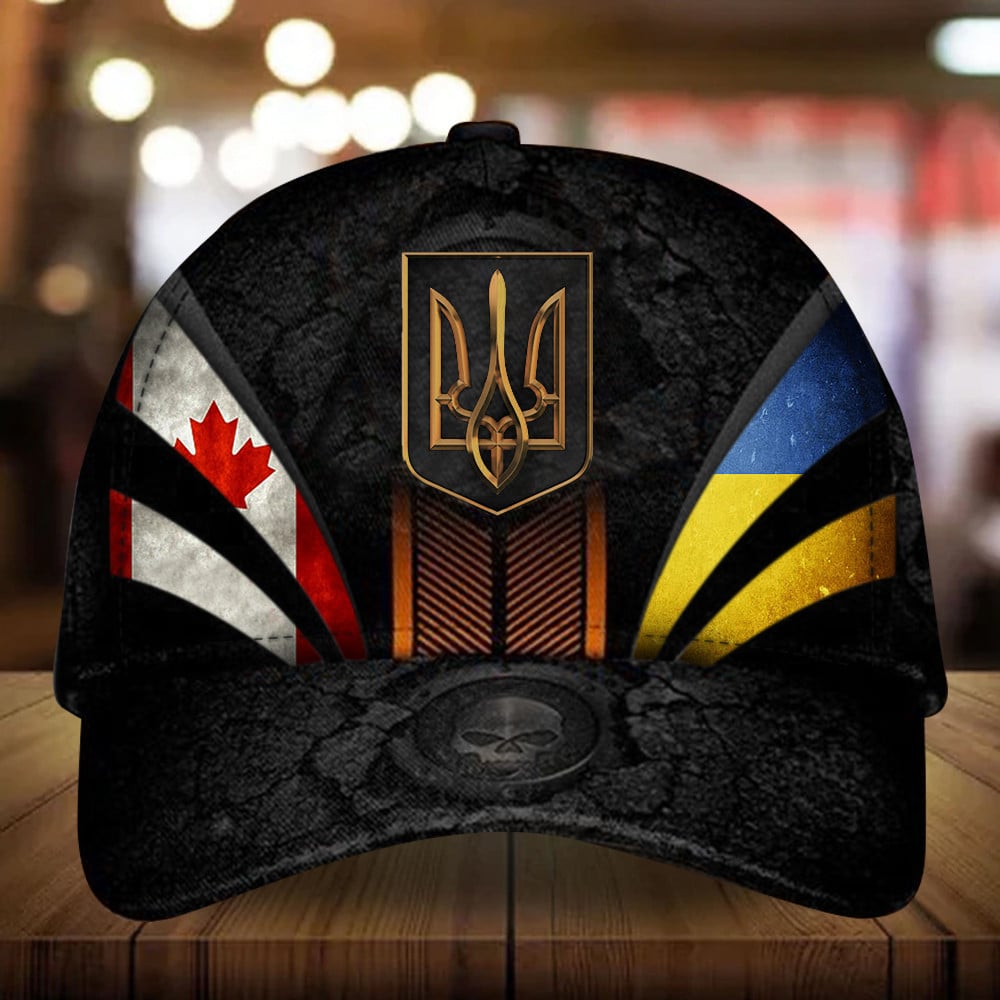 Canada Stands With Ukraine Hat Mens Canada Ukraine Flag Merch Trucker Hats Custom Hats Gifts For Men & Women