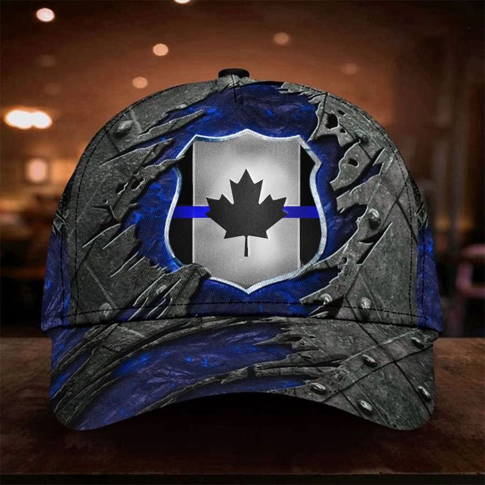 Canada Thin Blue Line Badge Hat Unique Canadian Thin Blue Line Flag Cap Gift Trucker Hats Custom Hats Gifts For Men & Women
