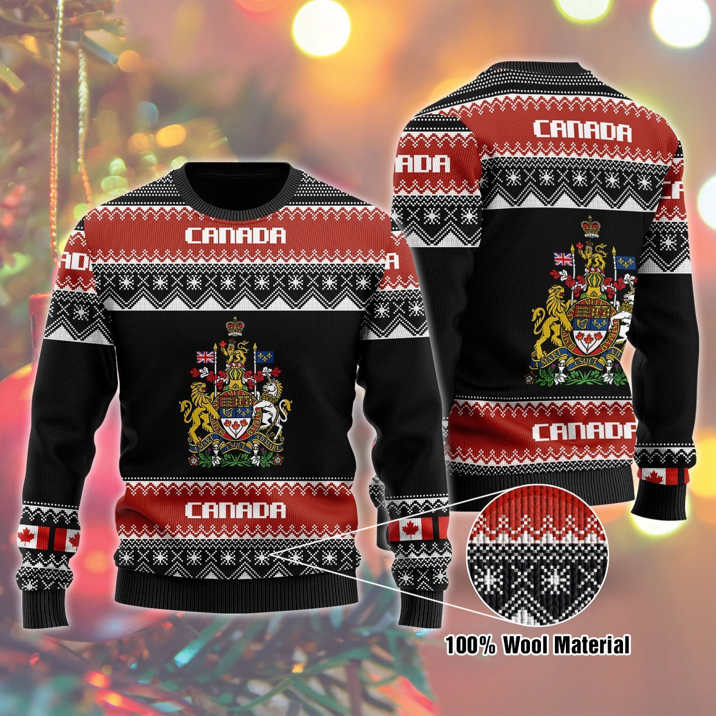Canada Ugly Christmas Sweater Adult 3D Funny Matching for family