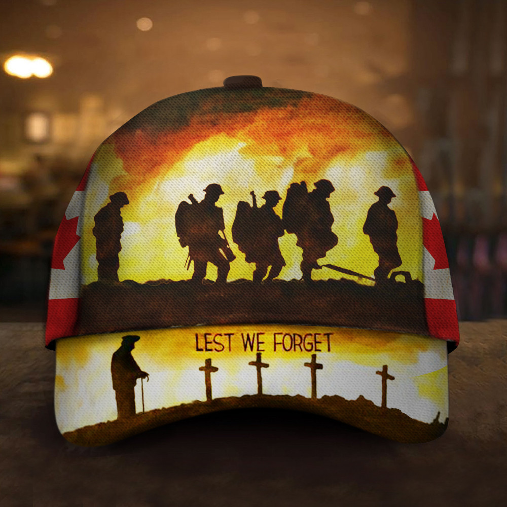 Canada Veterans Lest We Forget Hat Honoring Soldiers Memorial Merch Mens Trucker Hats Custom Hats Gifts For Men & Women