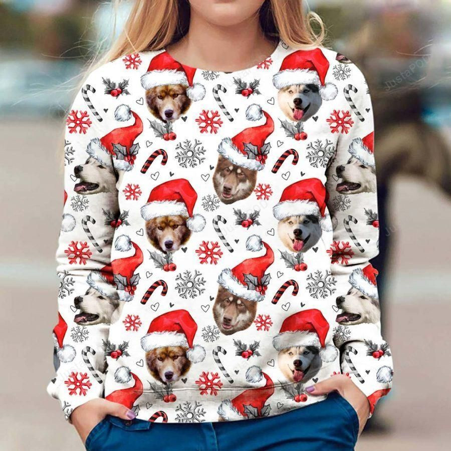 Canadian Eskimo Dog Ugly Christmas Sweater Adult 3D Funny Matching for family