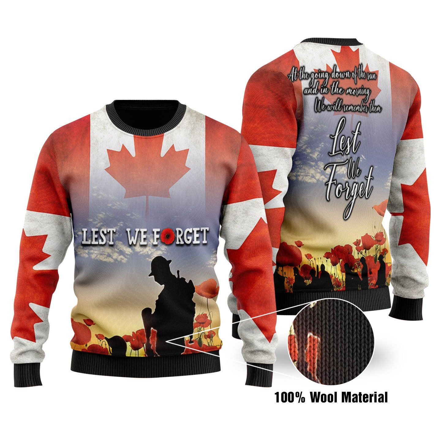 Canadian Veterans 3D Printed Ugly Christmas Sweater Adult 3D Funny Matching for family
