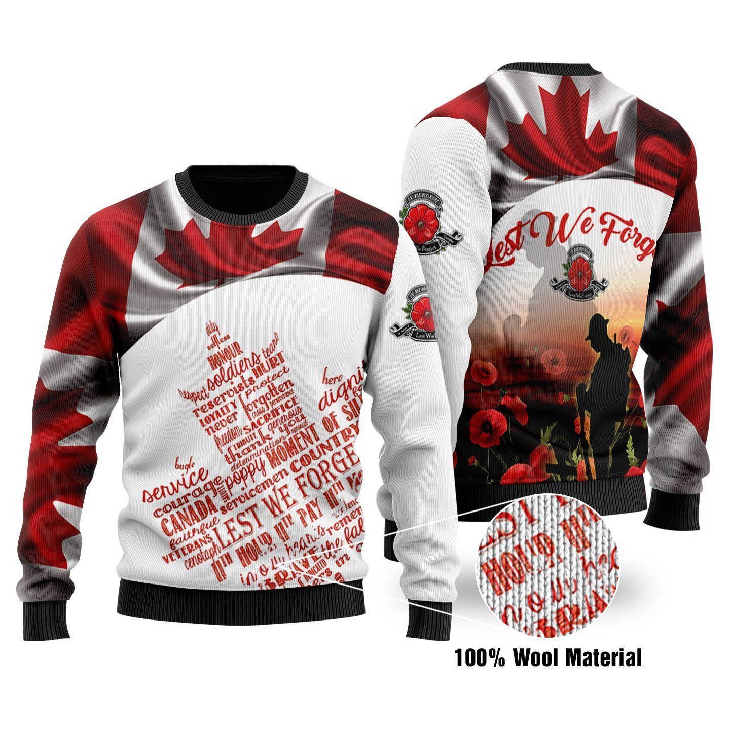 Canadian Veterans Ugly Christmas Sweater Adult 3D Funny Matching for family