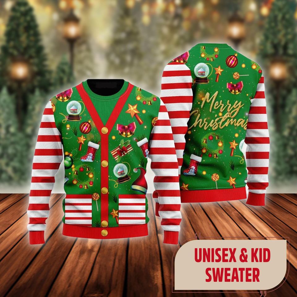 Candy Cane Christmas Ugly Sweater, Sweets Xmas Sweatshirt, Merry Christmas Gift - Image 3