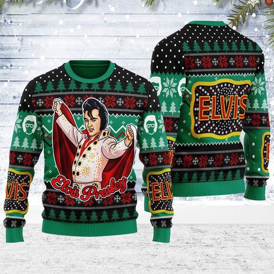 Can't Help Falling In Love Elvis Presley Ugly Sweater, Elvis Presley Long Live The King Ugly Christmas - Image 2