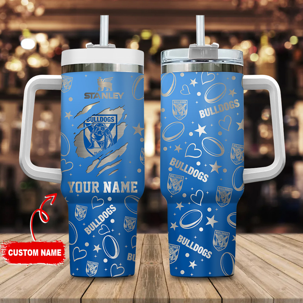 Canterbury-Bankstown Bulldogs NRL Silver Logo Custom Stanley Cup 40 oz 30 oz Tumbler With HandleTVC2301180
