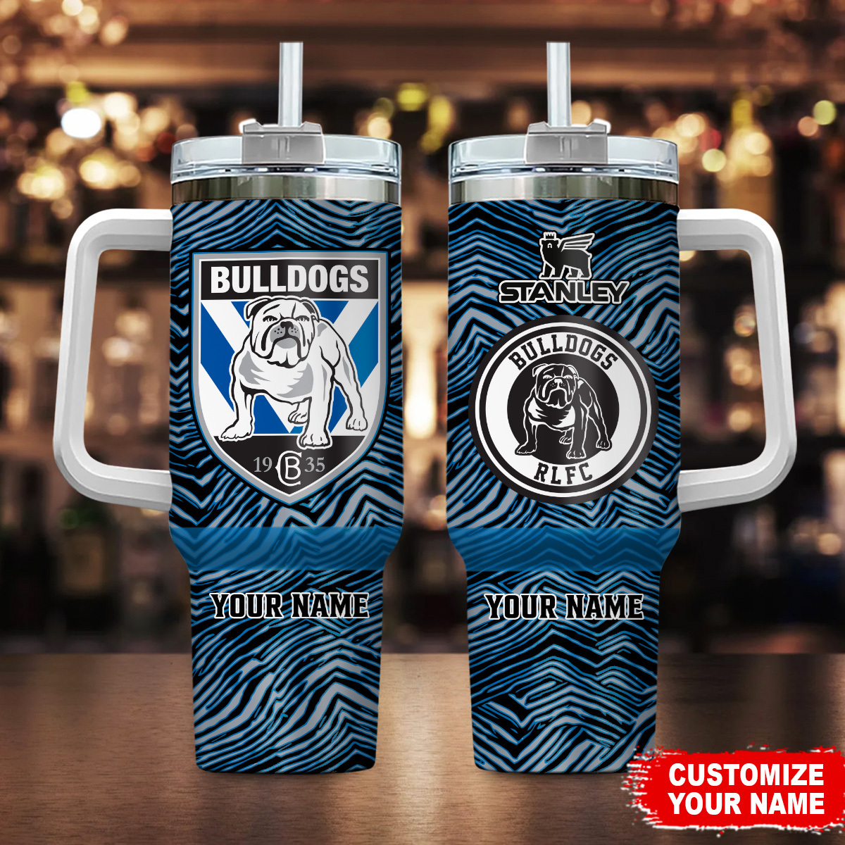 Canterbury-Bankstown Bulldogs NRL Zubaz Print Custom Stanley Cup 40 oz 30 oz Tumbler With HandleTVC2301181