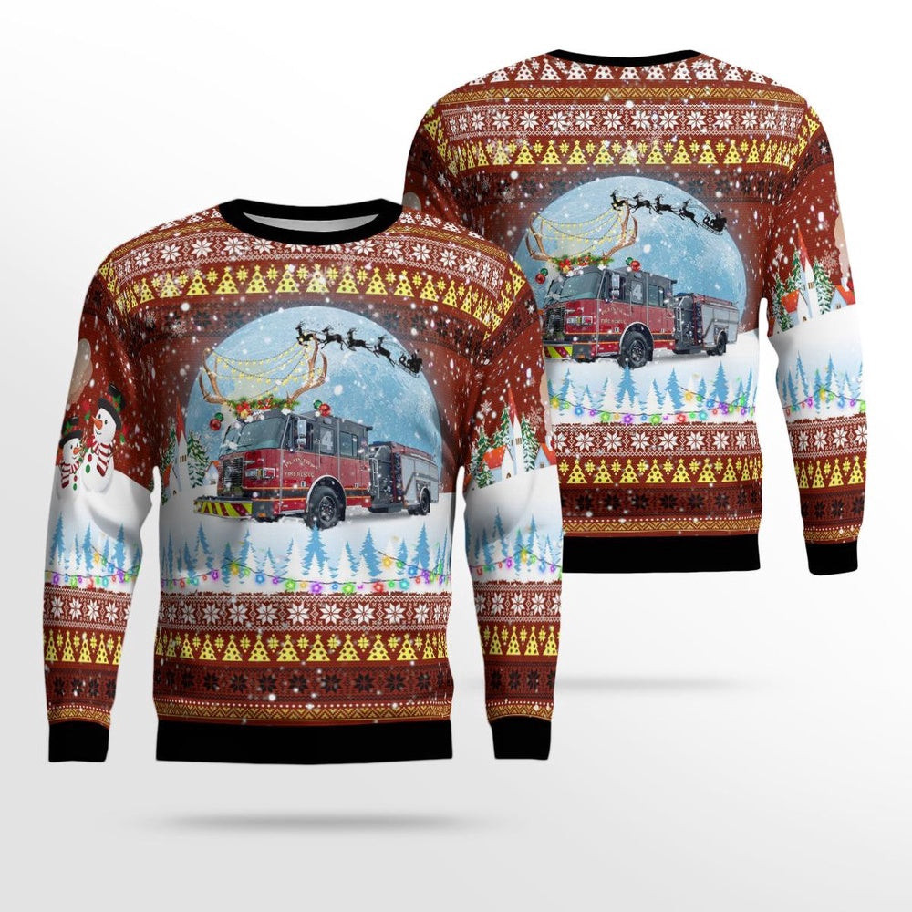 Canton Ohio Plain Township Fire Rescue Stark County Ohio AOP Ugly Sweater Xmas Unisex Sweater Christmas Gifts For Men Women