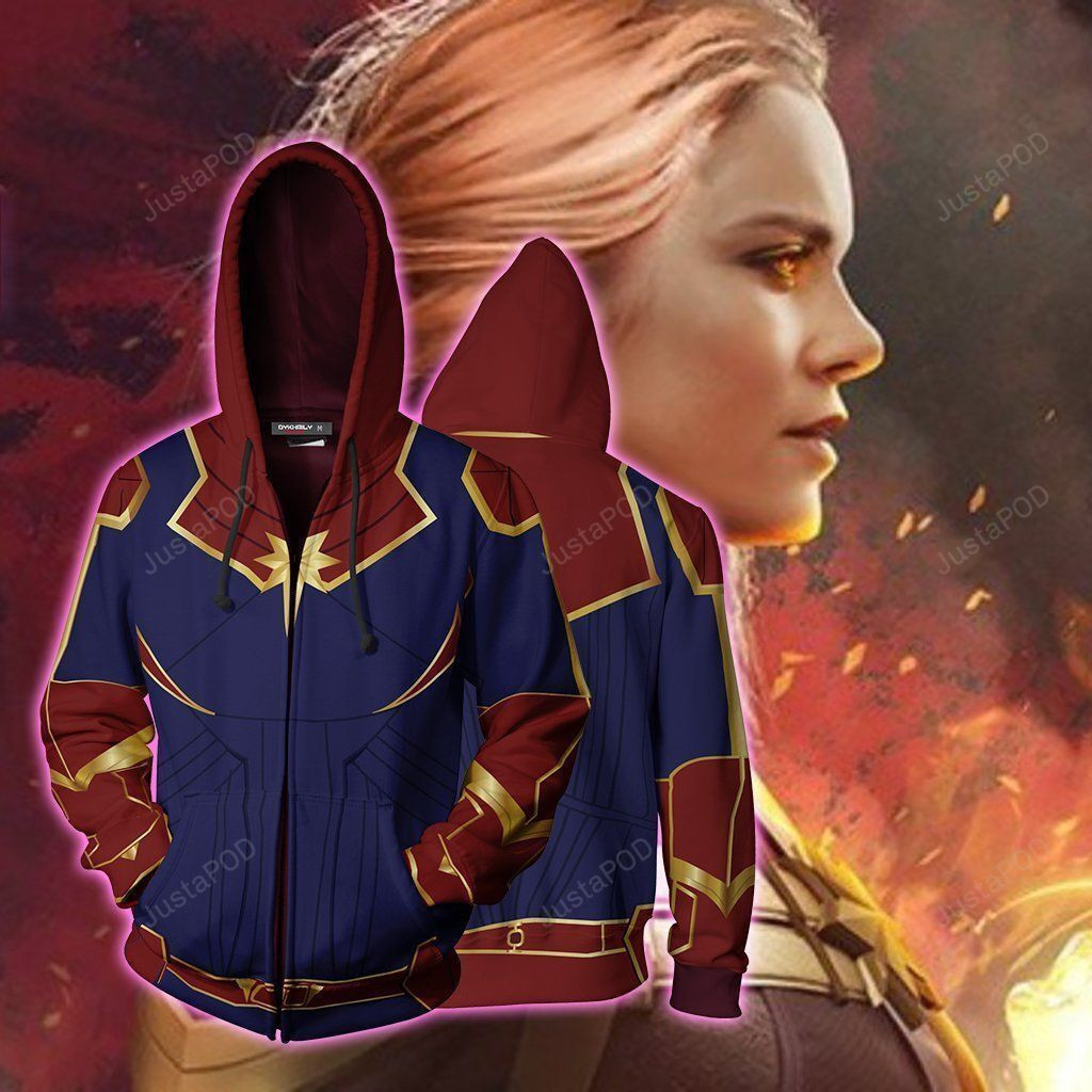Captain Marvel Cosplay Costume Carol Danvers 2019 Superhero 3D All Over Print Hoodie, Zip Hoodie
