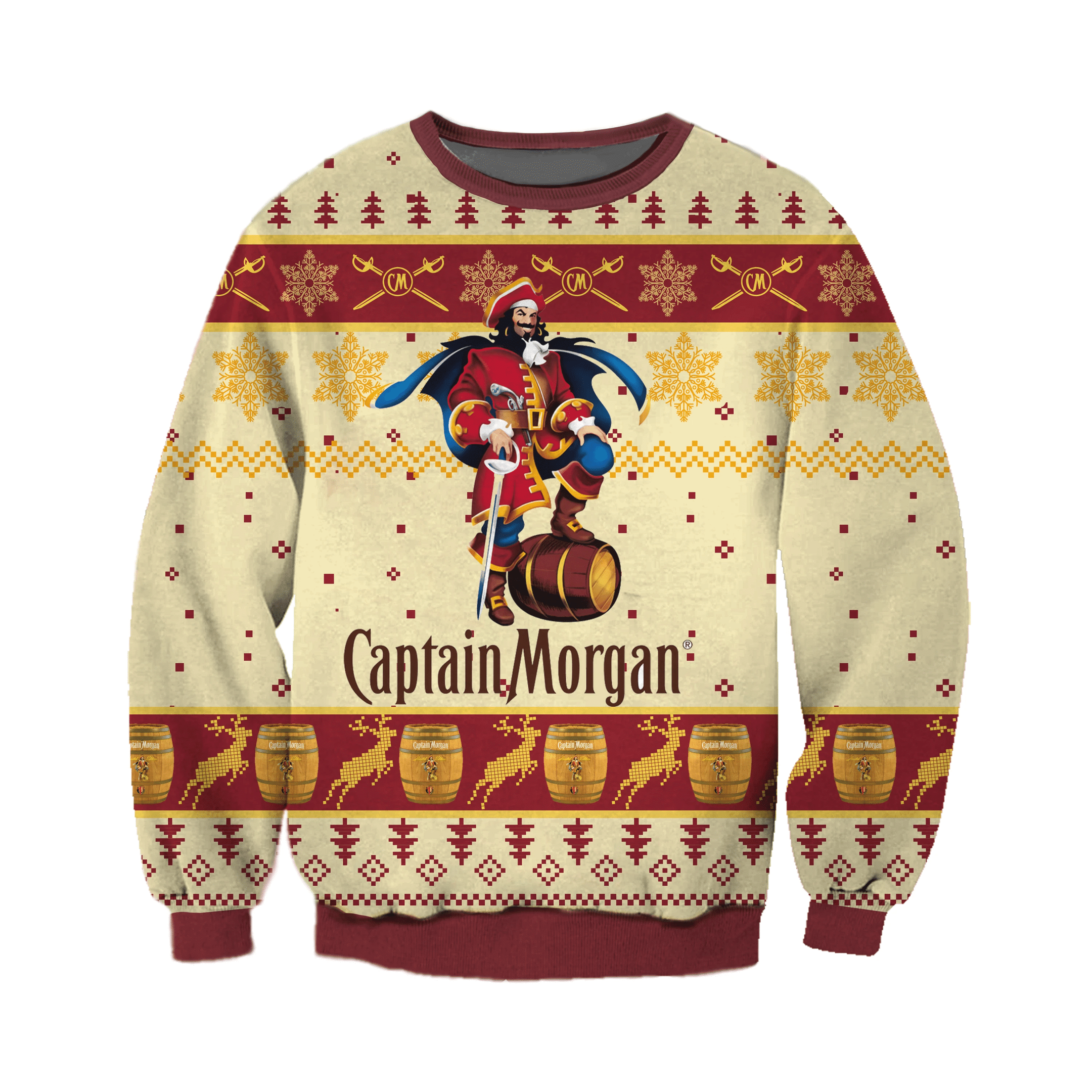 Captain Morgan Knitting Pattern 3D Print Ugly Christmas Sweater Adult 3D Funny Matching for family