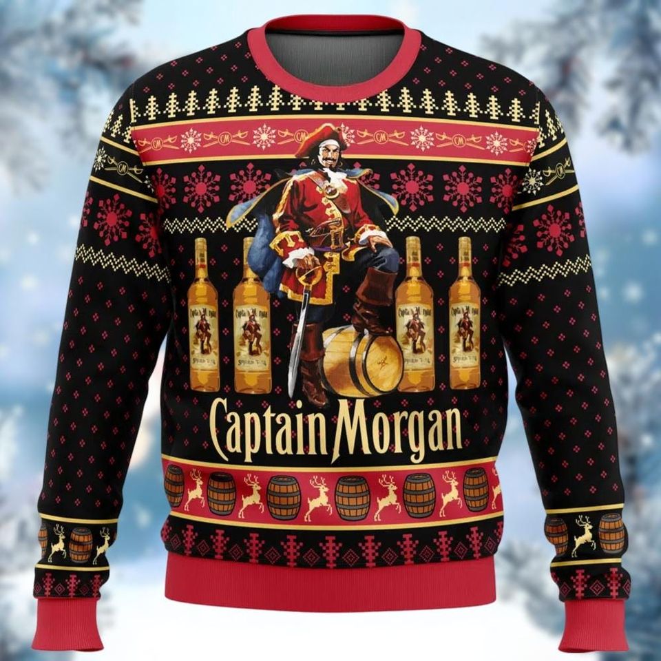 Captain Morgan Ugly Sweater, Morgan Rum Christmas Sweater, Alcohol Holiday Sweater