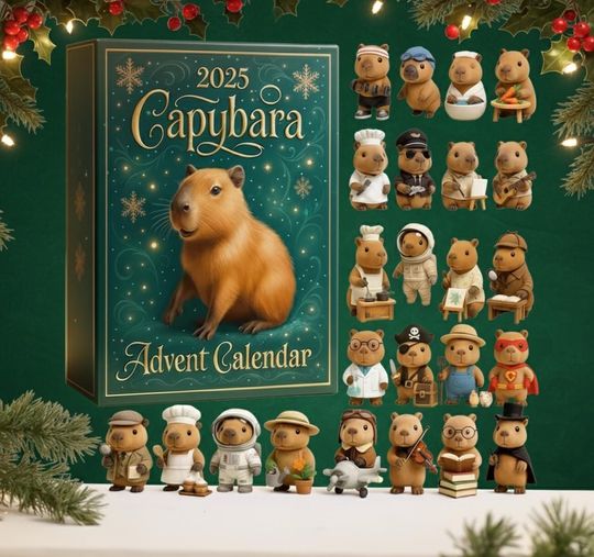 Capybara Advent Calendar 2025: 24 Acrylic Christmas Decorations Capybara Gift, Capybara Ornament Set Cozy & Chill Animal Decor - Image 8