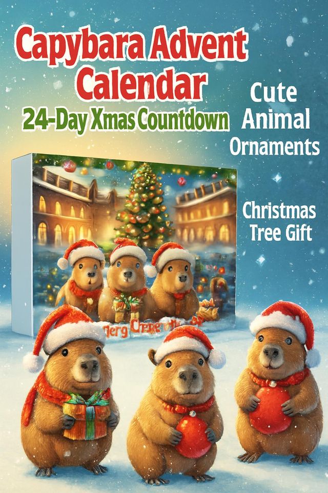 Capybara Advent Calendar 2025: 24 Acrylic Christmas Ornaments