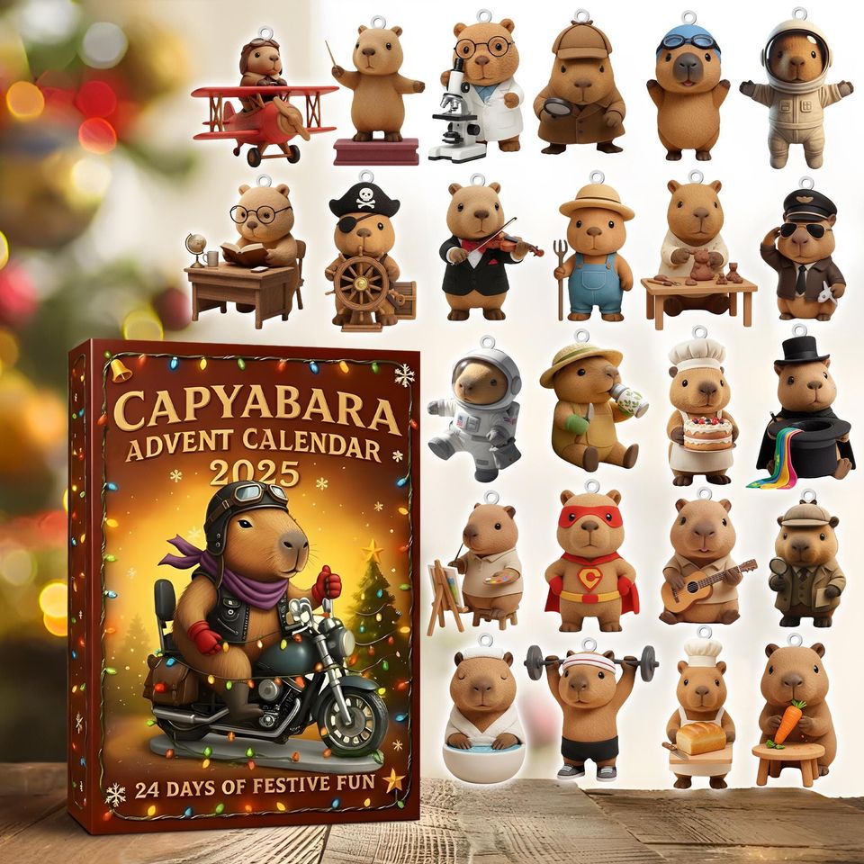 Capybara Advent Calendar 2025: 24 Acrylic Christmas Ornaments
