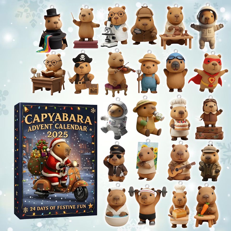 Capybara Advent Calendar 2025 2D Acrylic Gift, 24 Pcs Cute Capybara Figures, Christmas Countdown Calendar, Unique Holiday Gift, Xmas Decor - Image 2