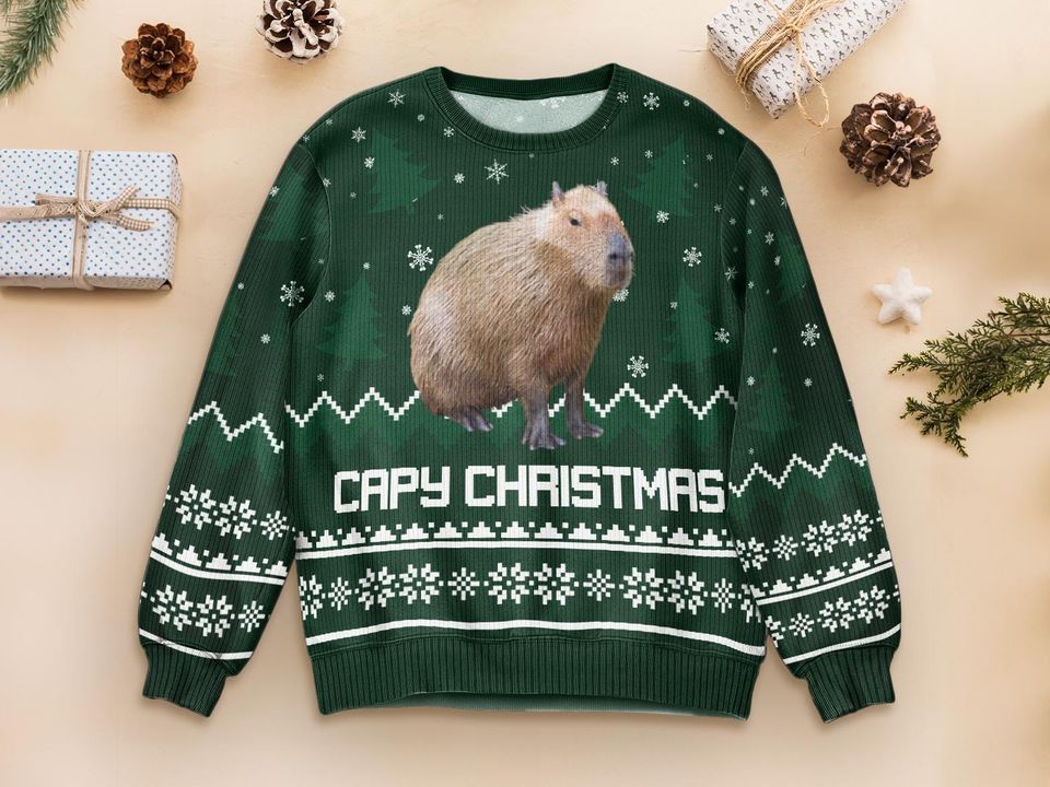 Capybara Capy Christmas, Personalized Ugly Sweater