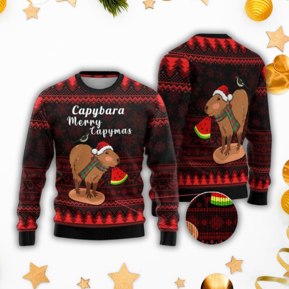 Capybara Christmas Ugly Sweater, Capybara Merry Capymas Sweater