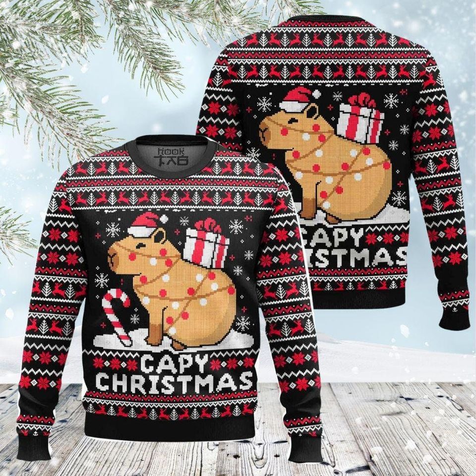Capybara Christmas Ugly Sweater, Funny Capybara Shirt