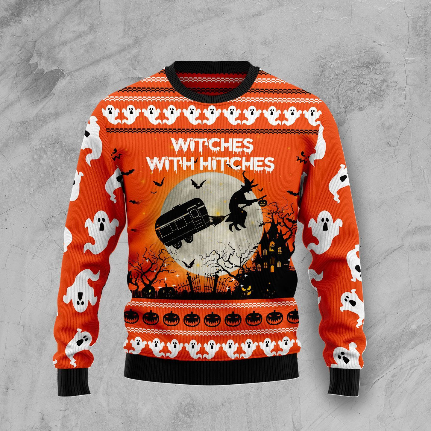Caravan Witch Ugly Christmas Sweater Adult 3D Funny Matching for family