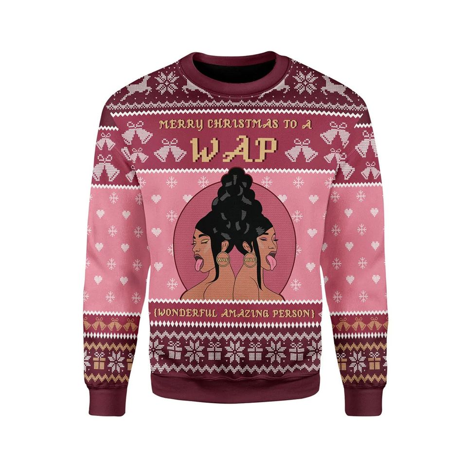 Cardi B Merry Christmas To A Wap Ugly Christmas Sweater