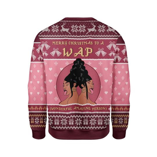 Cardi B Merry Christmas To A Wap Ugly Christmas Sweater - Image 5