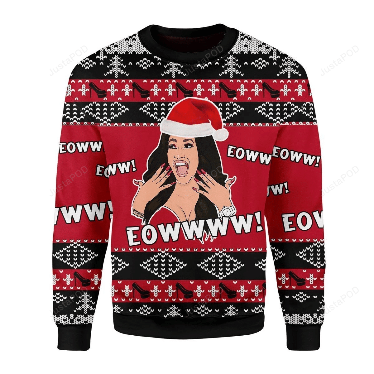 Cardi B Ugly Christmas Sweater Adult 3D Funny Matching for family