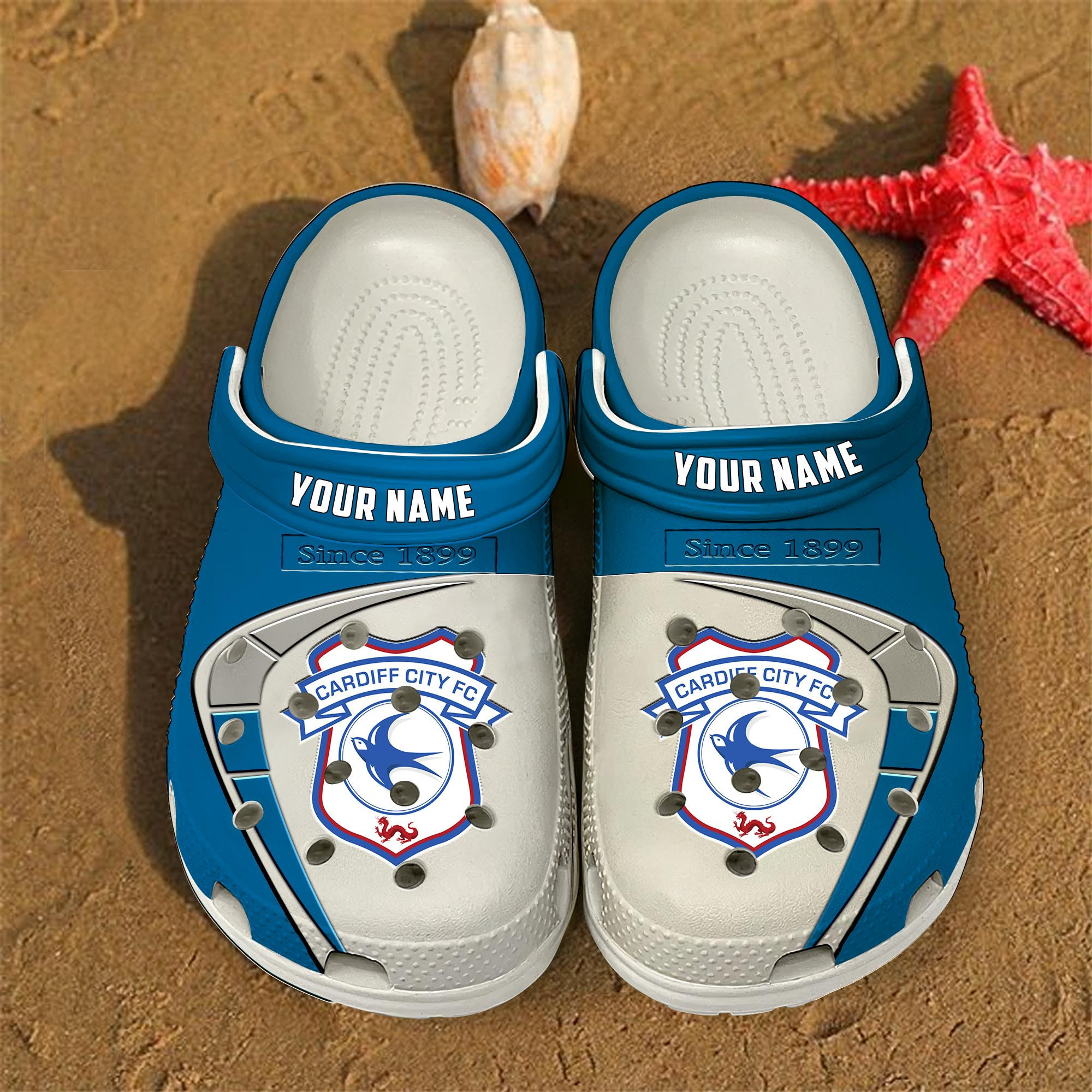 Cardiff City EFL Crocs Crocband Clogs Shoes Comfortable For Men Women and Kids