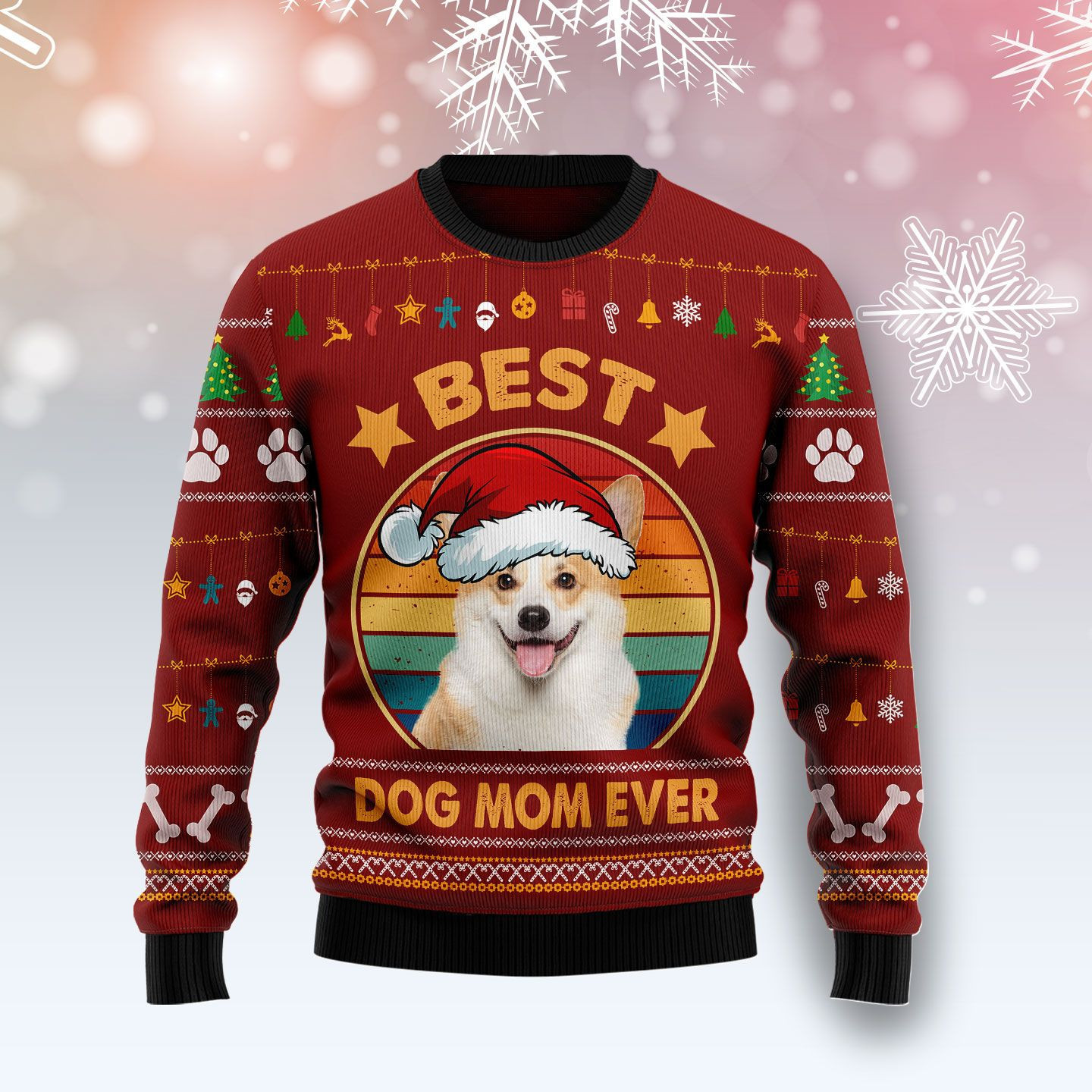Cardigan Welsh Corgi Best Dog Mom Ever Ugly Christmas Sweater Adult 3D Funny Matching for family