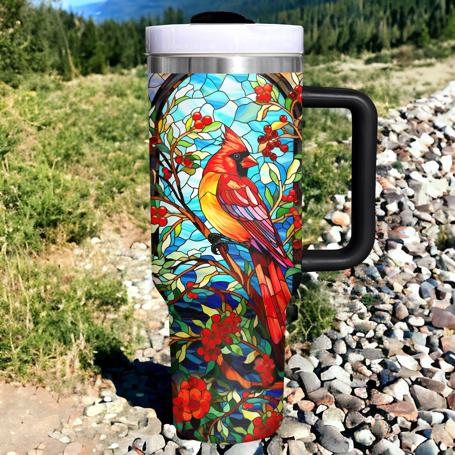 Cardinal With Holly Berry Custom Stanley Cup 40 oz 30 oz Tumbler With HandleTVC2301729