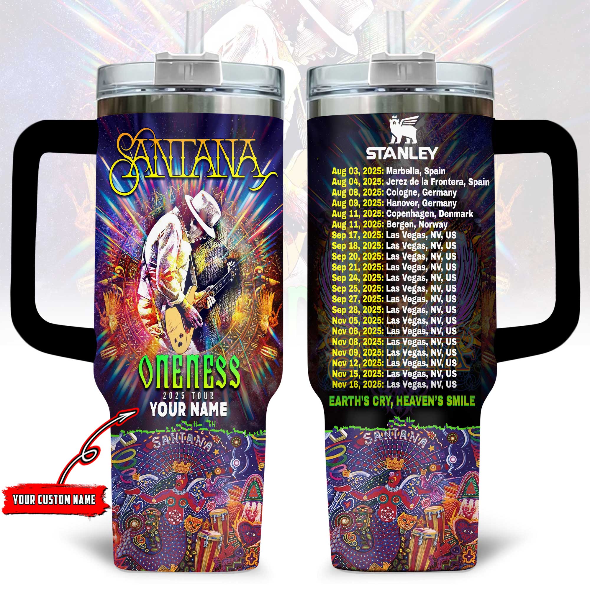 Carlos Santana Music Custom Stanley Cup 40 oz 30 oz Tumbler With HandleTVC230192