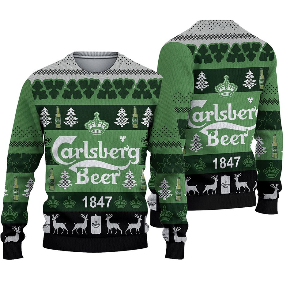 Carlssberg Beer Ugly Christmas Sweater, Beer Lover Sweater