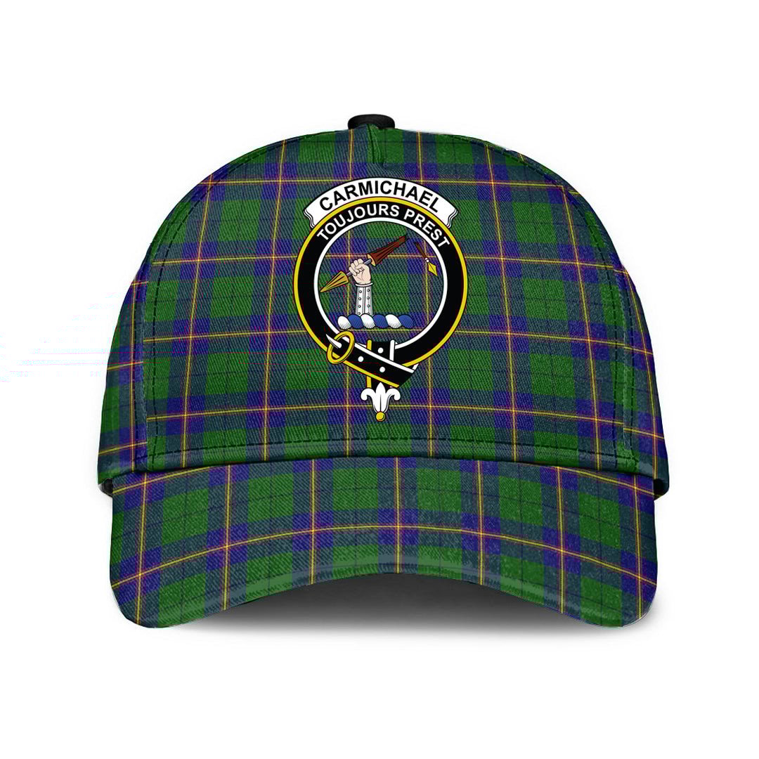 Carmichael Modern Tartan Baseball Cap, Tartan Plaid Cap with Family Crest K23 Trucker Hats Custom Hats Gifts For Men & Women