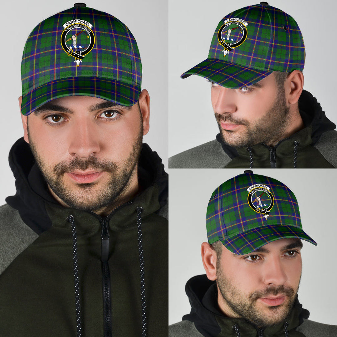Carmichael Modern Tartan Baseball Cap, Tartan Plaid Cap with Family Crest K23 Trucker Hats Custom Hats Gifts For Men & Women