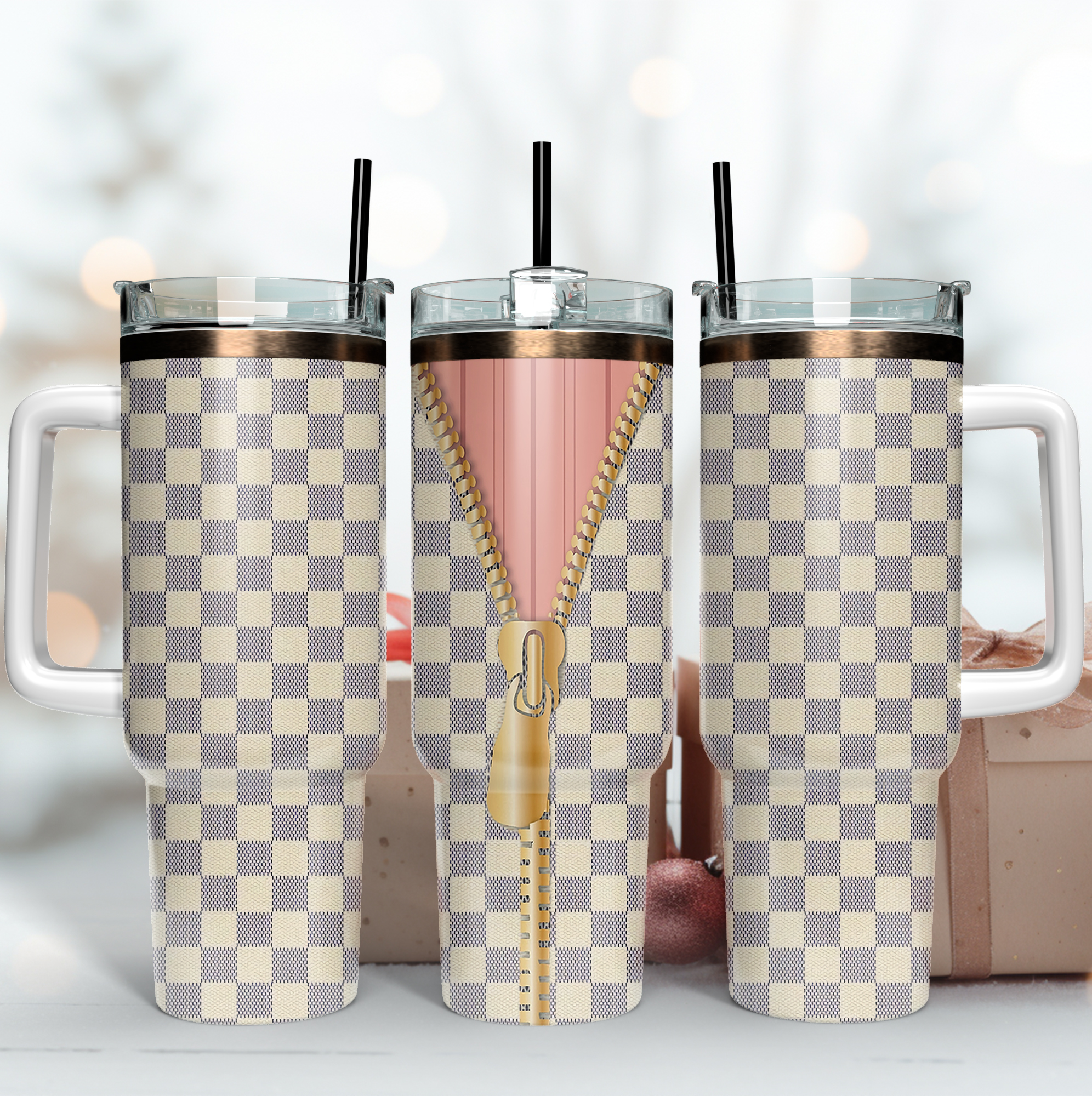 Caro Zipped Pattern Custom Stanley Cup 40 oz 30 oz Tumbler With HandleTVC2301168