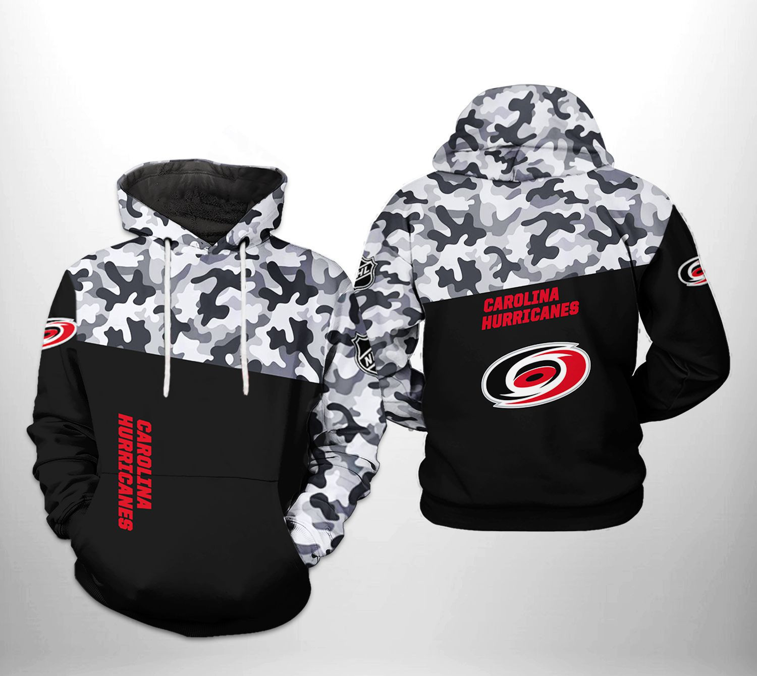 Carolina Hurricanes NHL Camo Veteran 3D All Over Print Hoodie, Zip Hoodie