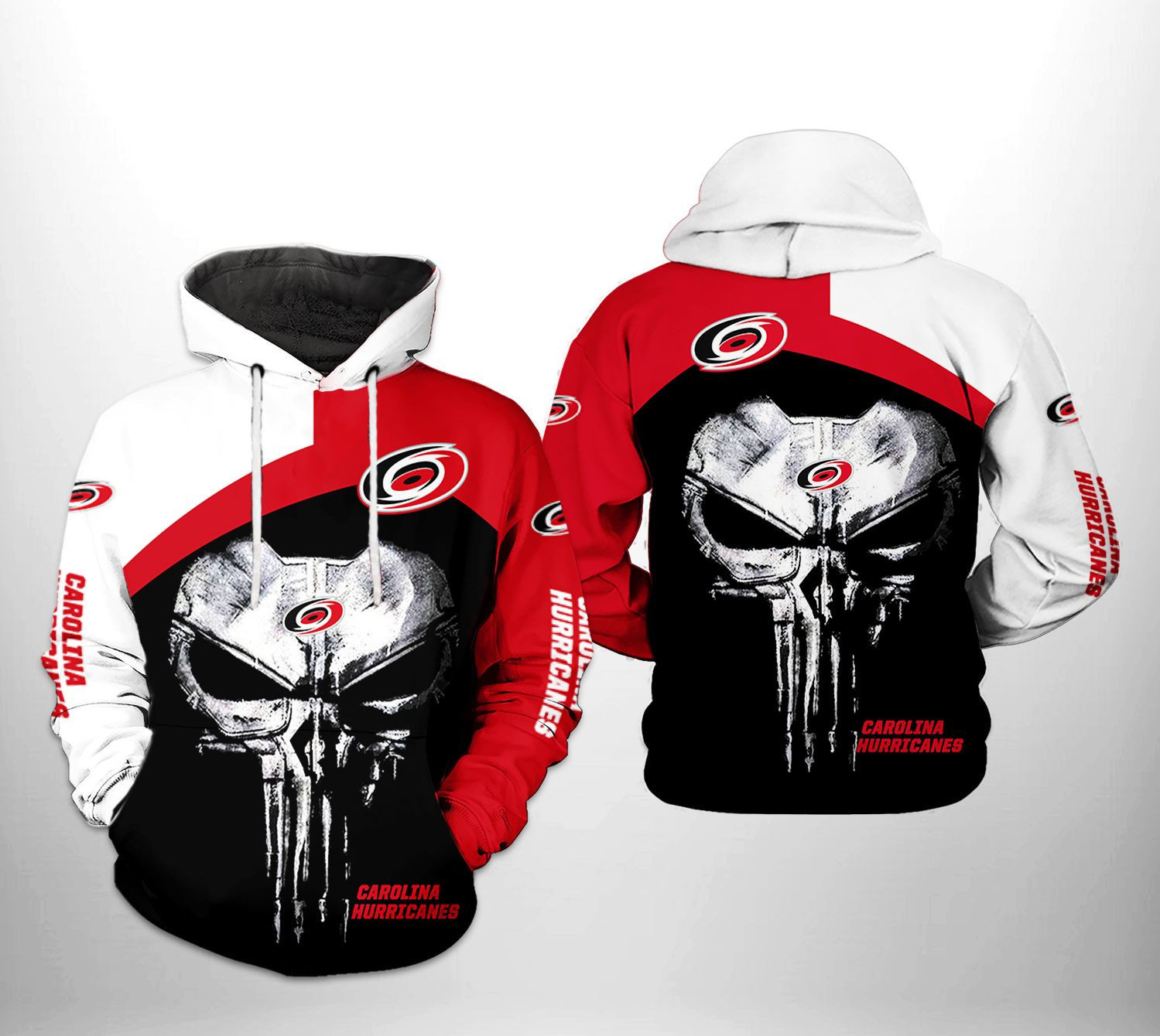Carolina Hurricanes NHL Skull Punisher 3D All Over Print Hoodie, Zip Hoodie