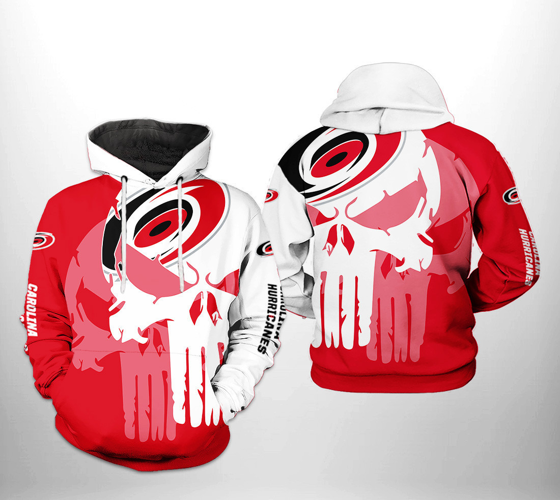 Carolina Hurricanes NHL Team Skull 3D All Over Print Hoodie, Zip Hoodie