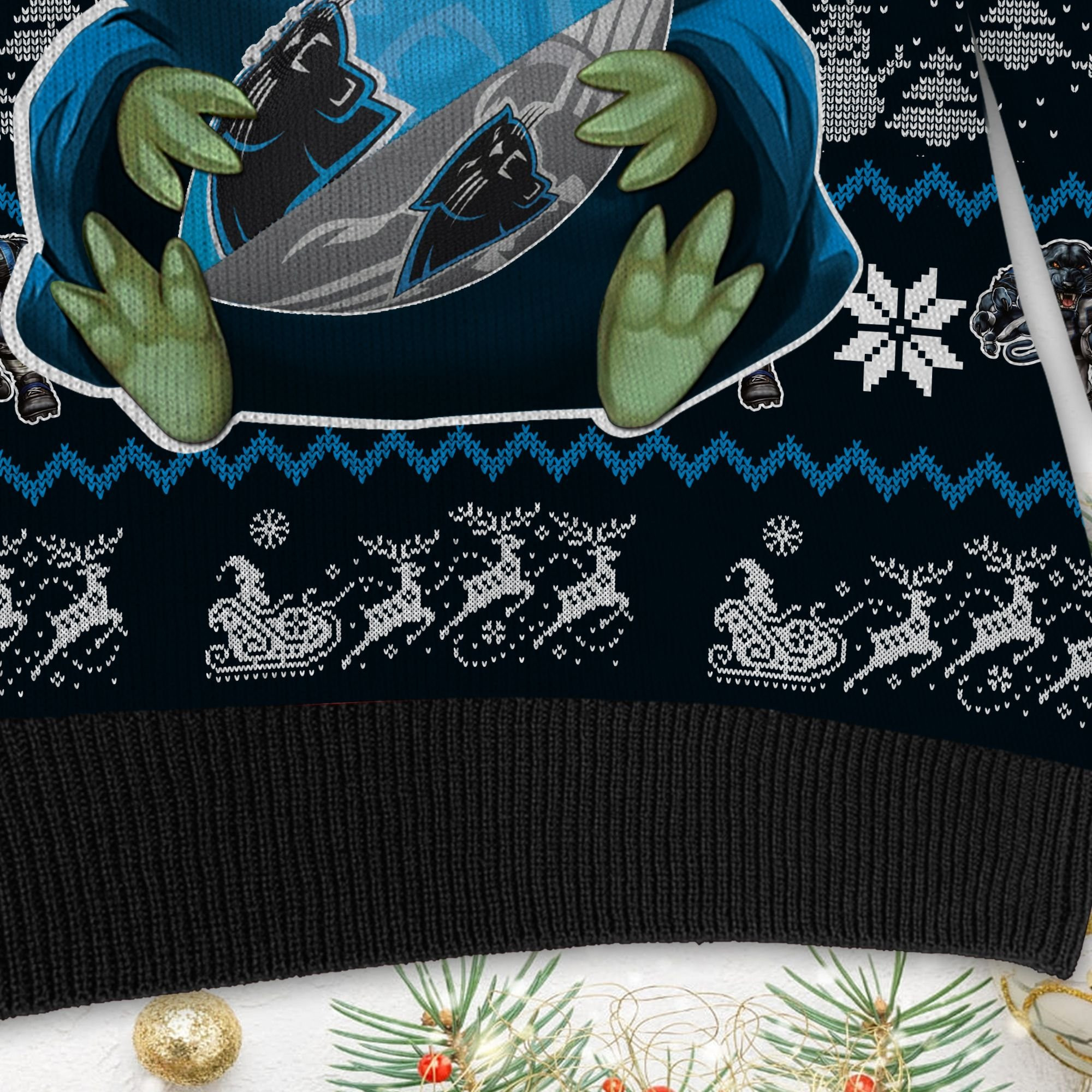 Carolina Panthers Baby Yoda Shirt For American Football Fans Ugly Christmas Sweater Adult 3D Funny Matching for family - Image 5