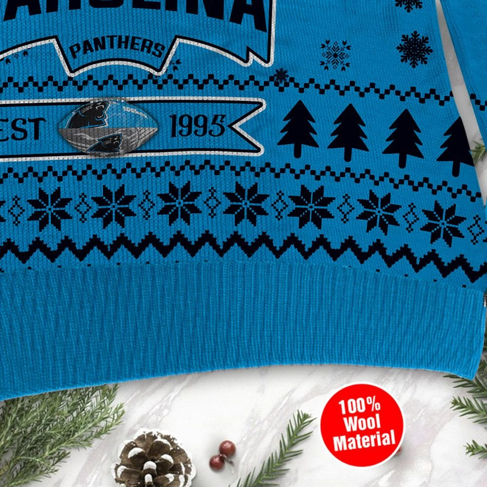 Carolina Panthers Cute Baby Yoda Grogu Holiday Party Ugly Christmas Sweater Adult 3D Funny Matching for family - Image 4