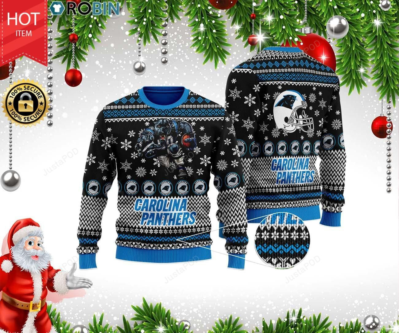 Carolina Panthers Football Ugly Christmas Sweater Adult 3D Funny Matching for family